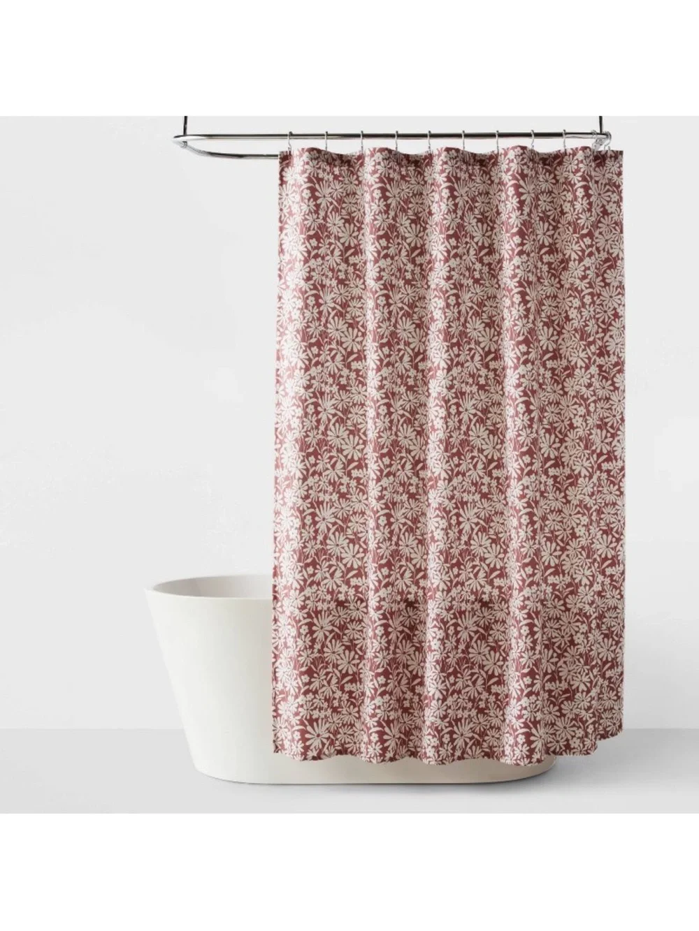 Fabric Floral Shower Curtain Mauve - Room Essential NWT